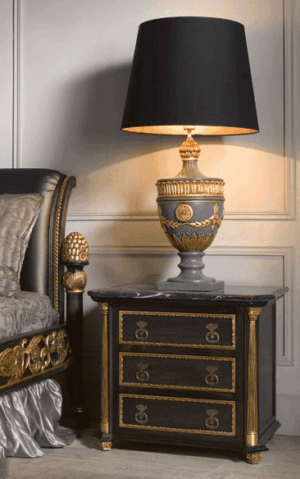 Silvia Nightstand Finish: Ebony/Gold on Wood; Top: Black Marble; Finish Details: Gold