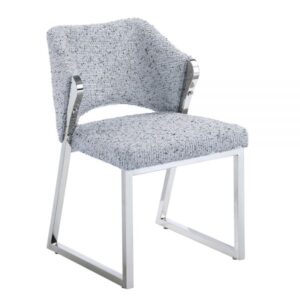 Teddy Sherpa & Mirrored Silver Finish Galdesa Side Chair DN02108 By ACME
