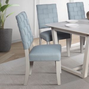 Light Teal Chenille & White Finish Saree Side Chair (Set-2) DN02351 By ACME