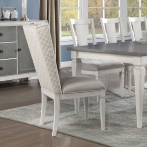 Light Gray Linen & Weathered White Finish Katia Hostess Chair (Set-2) DN02275 By ACME