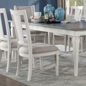 Light Gray Linen & Weathered White Finish Katia Side Chair (Set-2) DN02274 By ACME