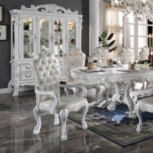 Synthetic Leather & Bone White Finish Dresden Arm Chair (Set-2) DN02243 By ACME