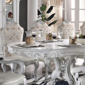 Fabric & Bone White Finish Dresden Side Chair (Set-2) DN02242 By ACME