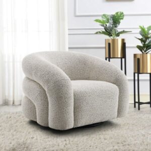 Gray Boucle Chair With Swivel