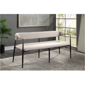White Fabric & Black Finish Jaramillo Bench DN02698 By ACME