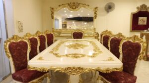 Handmade White Red Dining Table