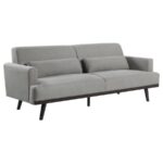 Blake Upholstered Sofa with Track Arms Sharkskin and Dark Brown 511121 by Coaster Furniture
