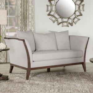 Lorraine Upholstered Loveseat with Flared Arms Beige 511192 by Coaster Furniture