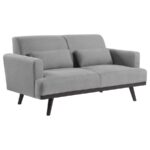 Blake Upholstered Loveseat with Track Arms Sharkskin and Dark Brown 511122 by Coaster Furniture