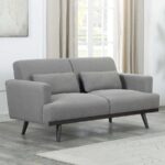 Blake Upholstered Loveseat with Track Arms Sharkskin and Dark Brown 511122 by Coaster Furniture - Image 12