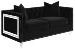 Delilah Upholstered Tufted Tuxedo Arm Loveseat Black 509362 by Coaster Furniture