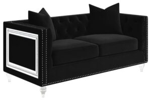 Delilah Upholstered Tufted Tuxedo Arm Loveseat Black 509362 by Coaster Furniture