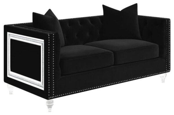 Delilah Upholstered Tufted Tuxedo Arm Loveseat Black 509362 by Coaster Furniture - Image 1