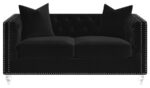 Delilah Upholstered Tufted Tuxedo Arm Loveseat Black 509362 by Coaster Furniture - Image 11