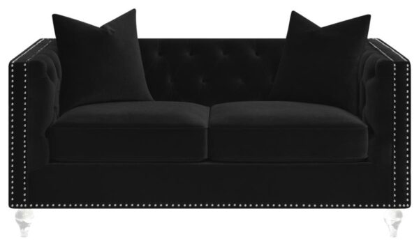 Delilah Upholstered Tufted Tuxedo Arm Loveseat Black 509362 by Coaster Furniture - Image 11