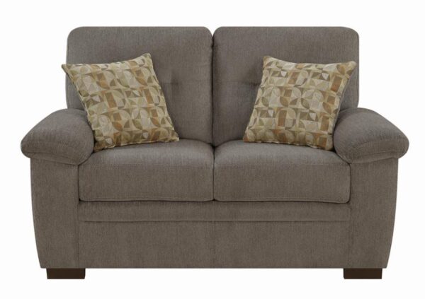 Fairbairn Upholstered Loveseat Oatmeal 506582 by Coaster Furniture - Image 6