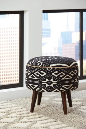 Round Upholstered Ottoman Black and White 918492 by Coaster Furniture