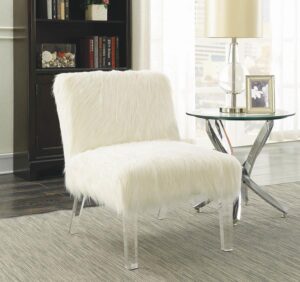 Faux Sheepskin Upholstered Accent Chair White 904059 by Coaster Furniture