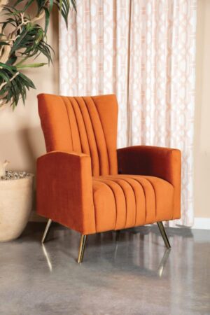 Channeled Tufted Upholstered Accent Chair Rust 905605 by Coaster Furniture