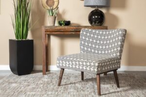 Upholstered Accent Chair with Wooden Leg Black and White 905502 by Coaster Furniture