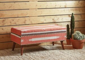 Upholstered Storage Bench Orange and Beige 918491 by Coaster Furniture