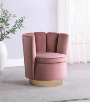 Channeled Tufted Swivel Chair Rose and Gold 905648 by Coaster Furniture