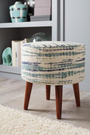 Round Accent Stool Blue and White 918493 by Coaster Furniture