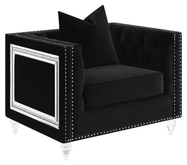 Delilah Upholstered Tufted Tuxedo Arm Chair Black 509363 by Coaster Furniture - Image 1