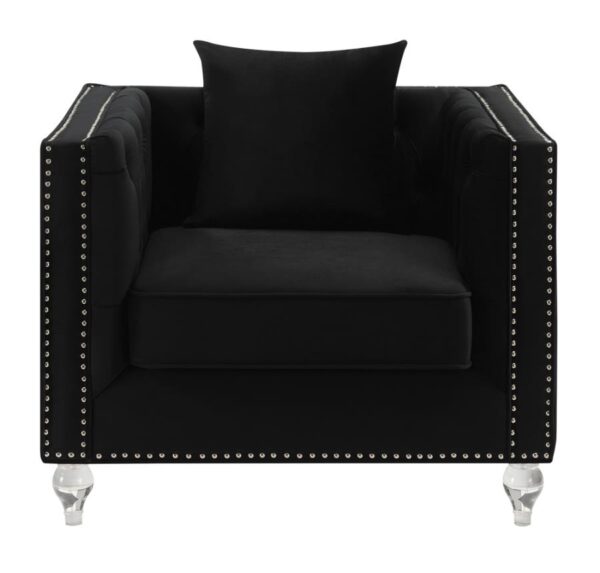 Delilah Upholstered Tufted Tuxedo Arm Chair Black 509363 by Coaster Furniture - Image 2