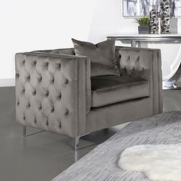509883_01x900 Phoebe Tufted Tuxedo Arms Chair Urban Bronze 509883 by Coaster Furniture - Image 1