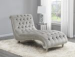 Tufted Cushion Chaise with Nailhead Trim Gray 905468 by Coaster Furniture