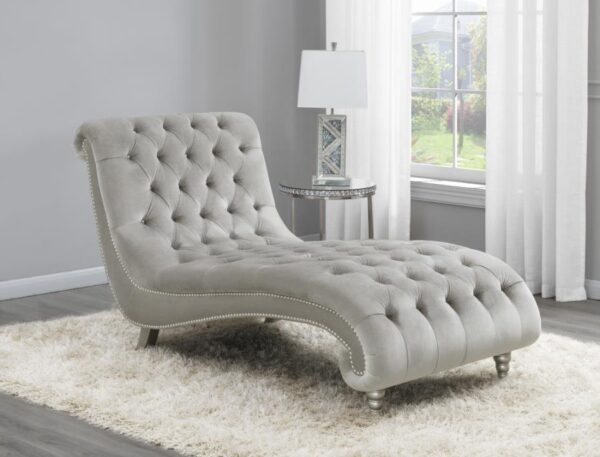 905468x900 Tufted Cushion Chaise with Nailhead Trim Gray 905468 by Coaster Furniture - Image 1