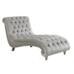 Tufted Cushion Chaise with Nailhead Trim Gray 905468 by Coaster Furniture - Image 3