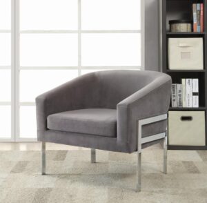 Barrel Back Accent Chair with Sloped Arm Grey 902563 by Coaster Furniture