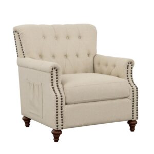 Shelby Chair with Nailhead Trim Beige and Brown 508953 by Coaster Furniture