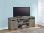 71-inch 3-shelf Sliding Doors TV Console Grey Driftwood 723263 by Coaster Furniture - Image 2