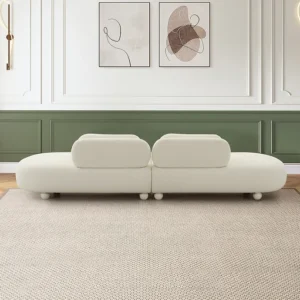 SEC8058 White Boucle Curved Sofa