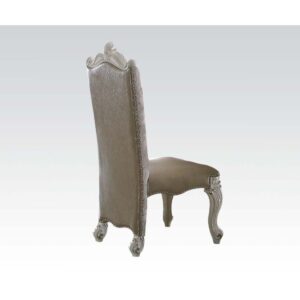 Bone White Leather/Fabric Versailles Side Chair 61132 by ACME