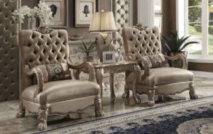 Bone Velvet Dresden Chair W/Pillow 52092 by ACME