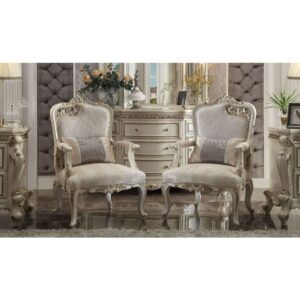 Pearl Fabric Picardy Chair W/Pillow (Lf Leaf) 56883 by ACME