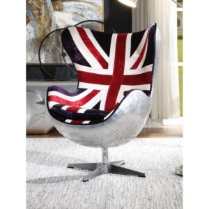 Brancaster British Flag Accent Chair W/Swivel 59835 by ACME