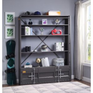 Gunmetal Cargo Bookcase W/Ladder 39887 by ACME