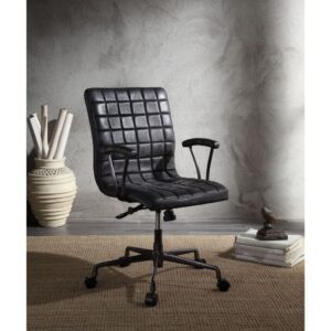 Black Leather Barack Office Chair 92557 by ACME