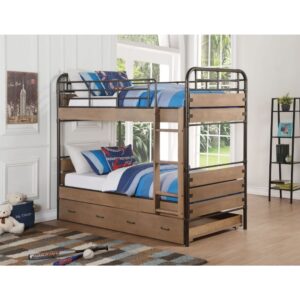 Oak Adams Twin/Twin Bunk Bed W/Trundle 37760 by ACME