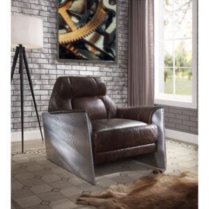 Espresso Leather Brancaster Accent Chair 59715 by ACME