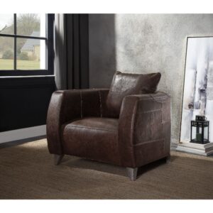 Chocolate Leather Kalona Accent Chair 59717 by ACME