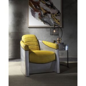 Yellow Leather Brancaster Accent Chair 59624 by ACME