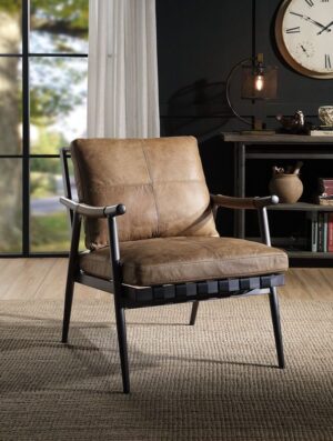 Chestnut Leather Anzan Accent Chair 59949 by ACME