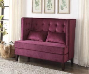 Magenta Fabric Olesia Settee 57266 by ACME