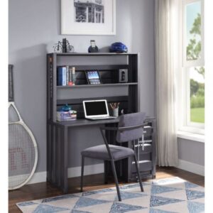 Gunmetal Cargo Writing Desk W/Hutch 37897 By ACME
